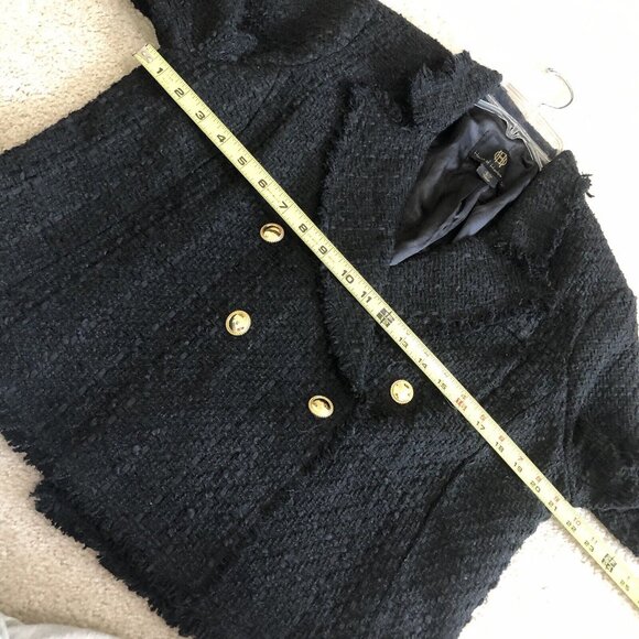 House of Harlow 1960 Size Large Black Tweed Women’s Blazer Classic Parisian - Picture 4 of 7